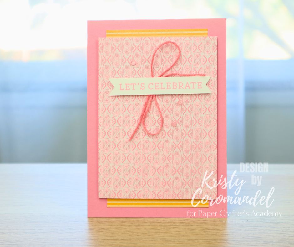 Simple layered celebration card with soft geometric patterned paper