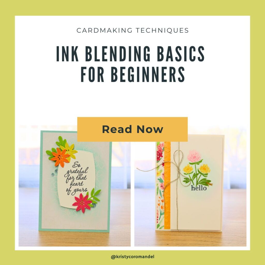 Feature image showing two handmade cards with soft ink-blended backgrounds and floral designs. Text reads “Cardmaking Techniques – Ink Blending Basics for Beginners – Read Now.”